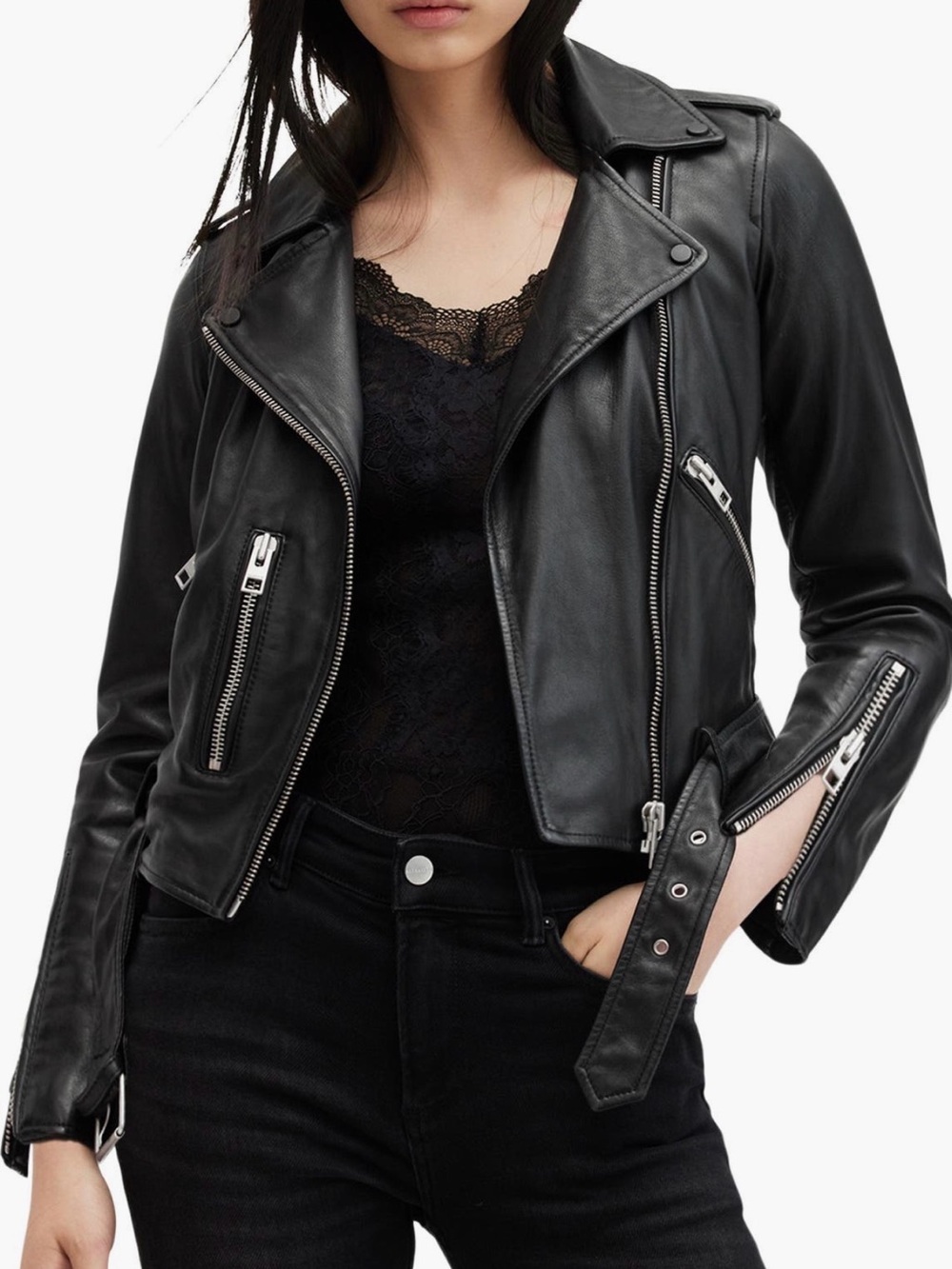 NWOT All Saints balfern biker moto leather jacket